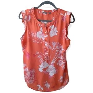 Soho Orange Floral Dressy Tank Top